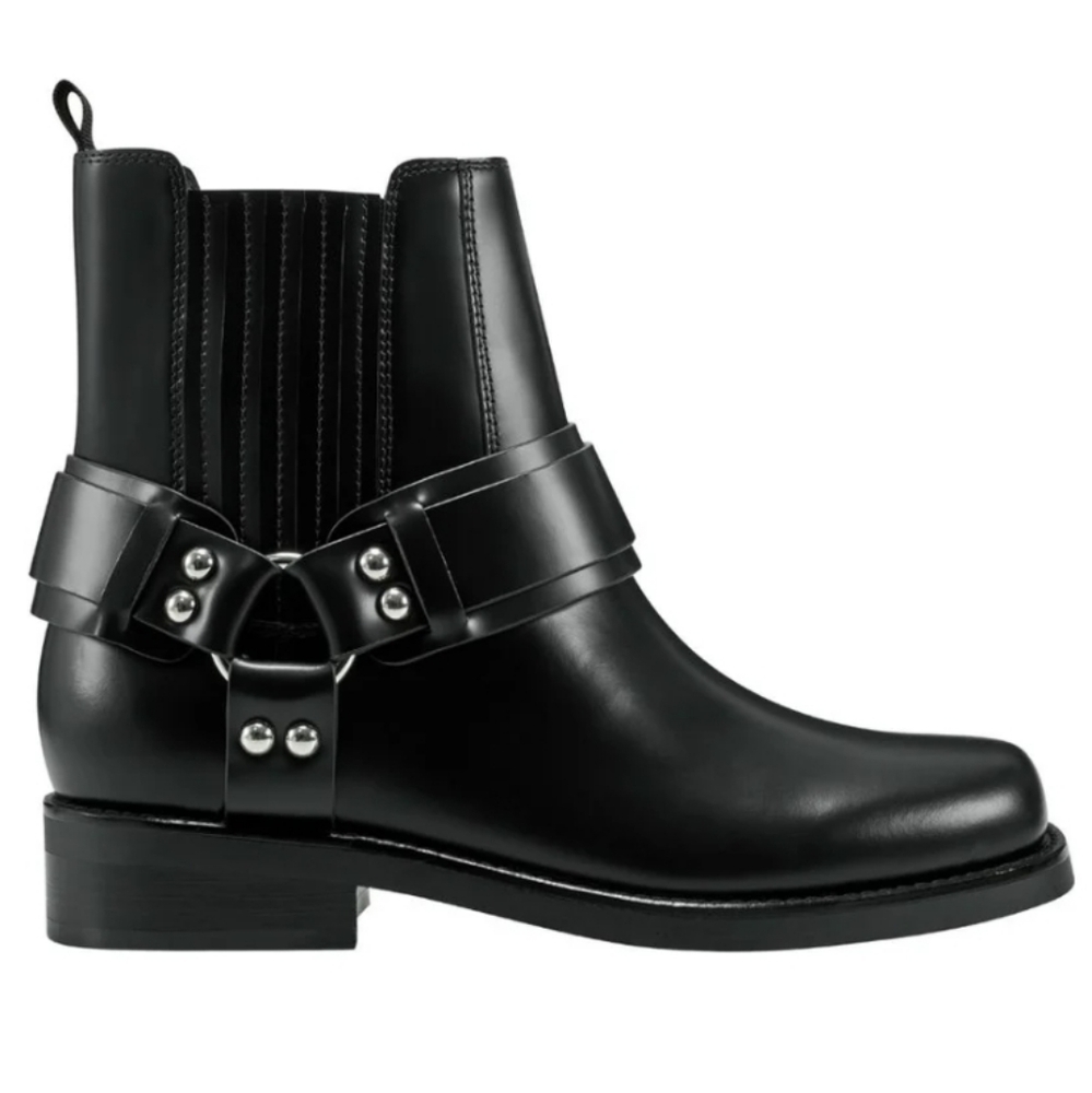 Marc Fisher Mizzie Moto Boot Black Leather Designer Luxury Celebrity #34